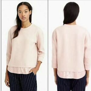 J. Crew S Pink Sequin-Trim Sweatshirt B7027 S Small